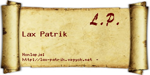 Lax Patrik névjegykártya